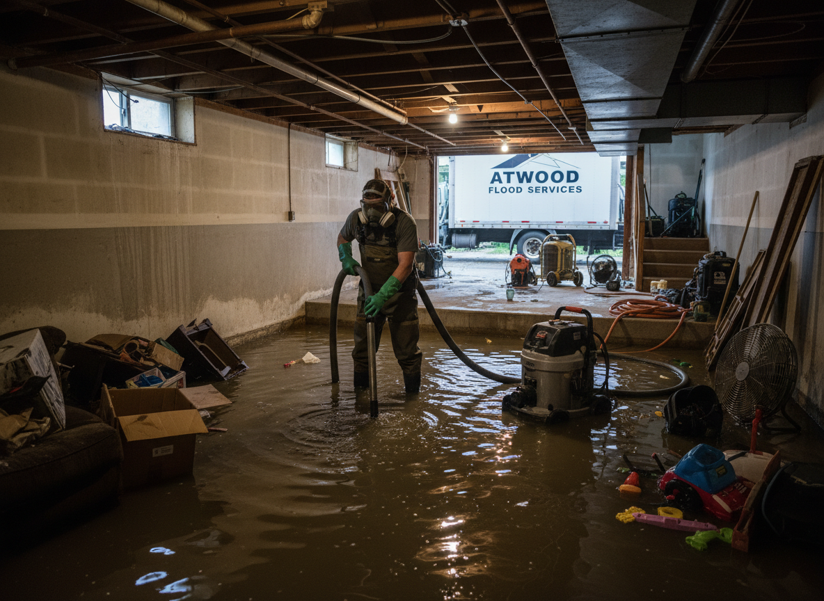 Basement flood cleanup in Atwood