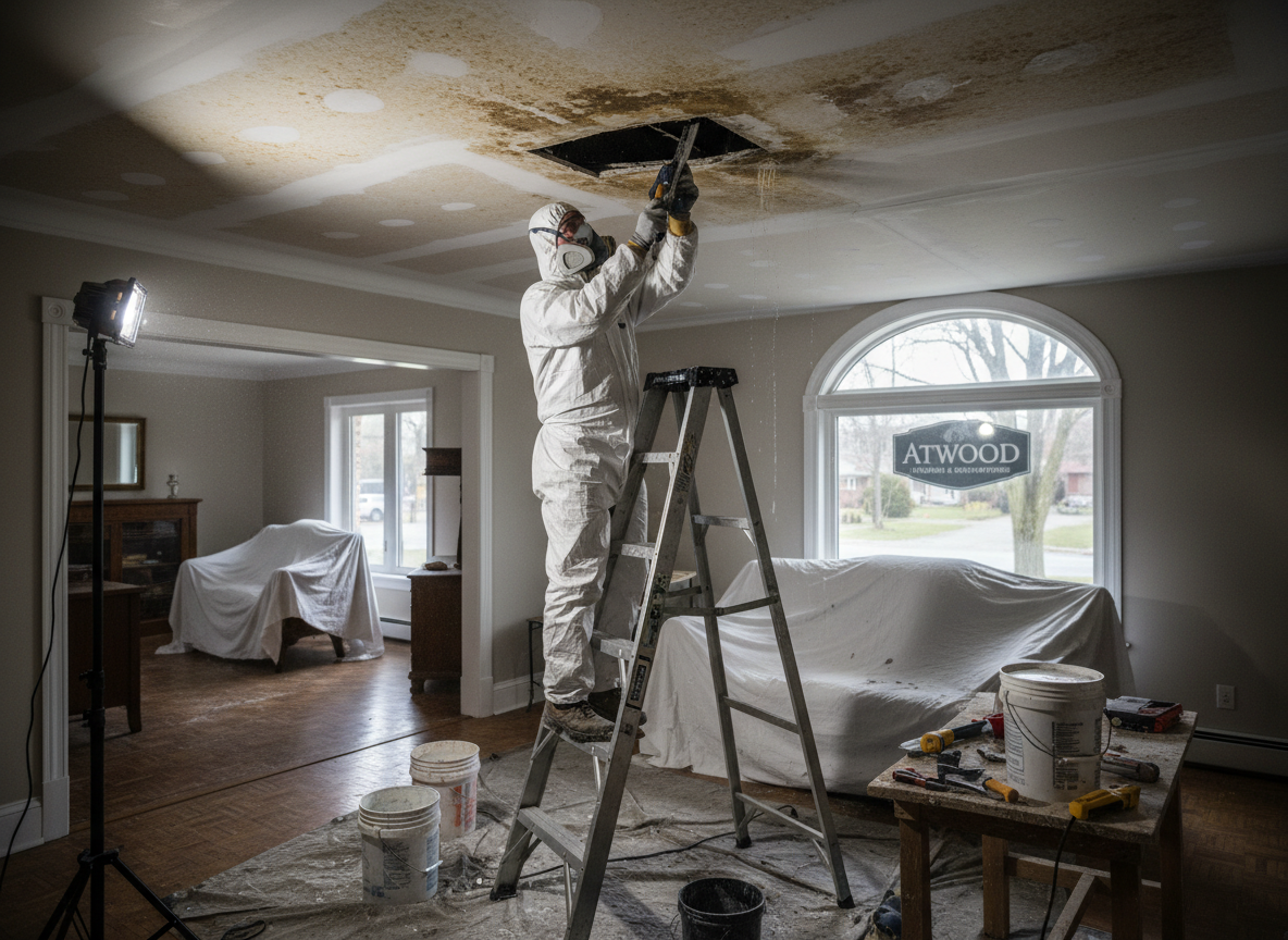 Ceiling water damage repair in Atwood